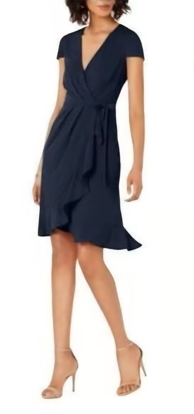 Jessica Howard Navy Blue Women's Wrap Dress Short Sleeve Size 12 Career
